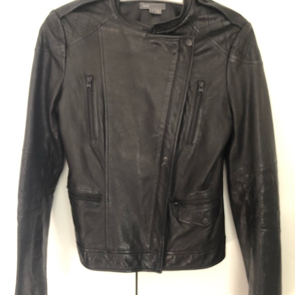 Vince Black Leather Jacket Size Small - Picture 7 of 12